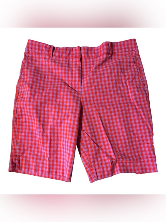 Ann Taylor Pants - Ann Taylor Red and Pink Gingham Flat-Front Shorts